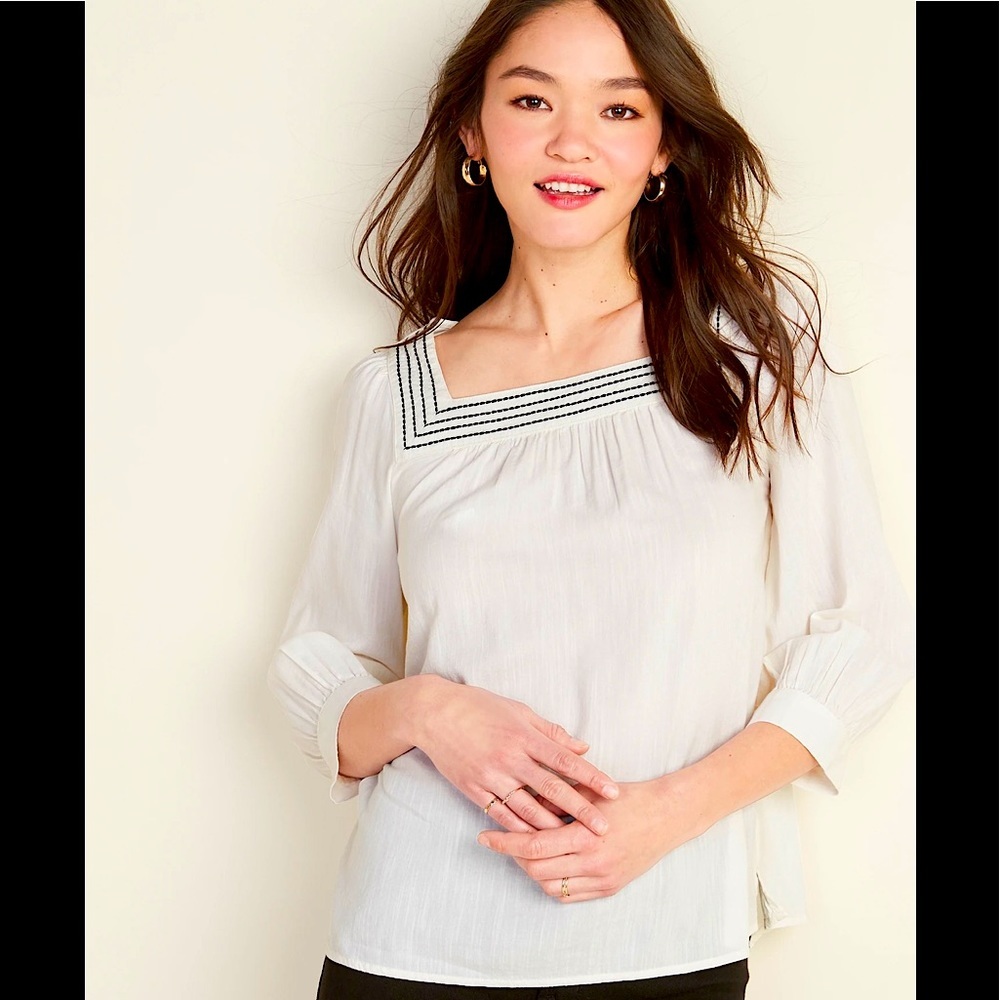 💚3/20$5/25💚OLD NAVY white Relaxed Square-Neck Top NWT